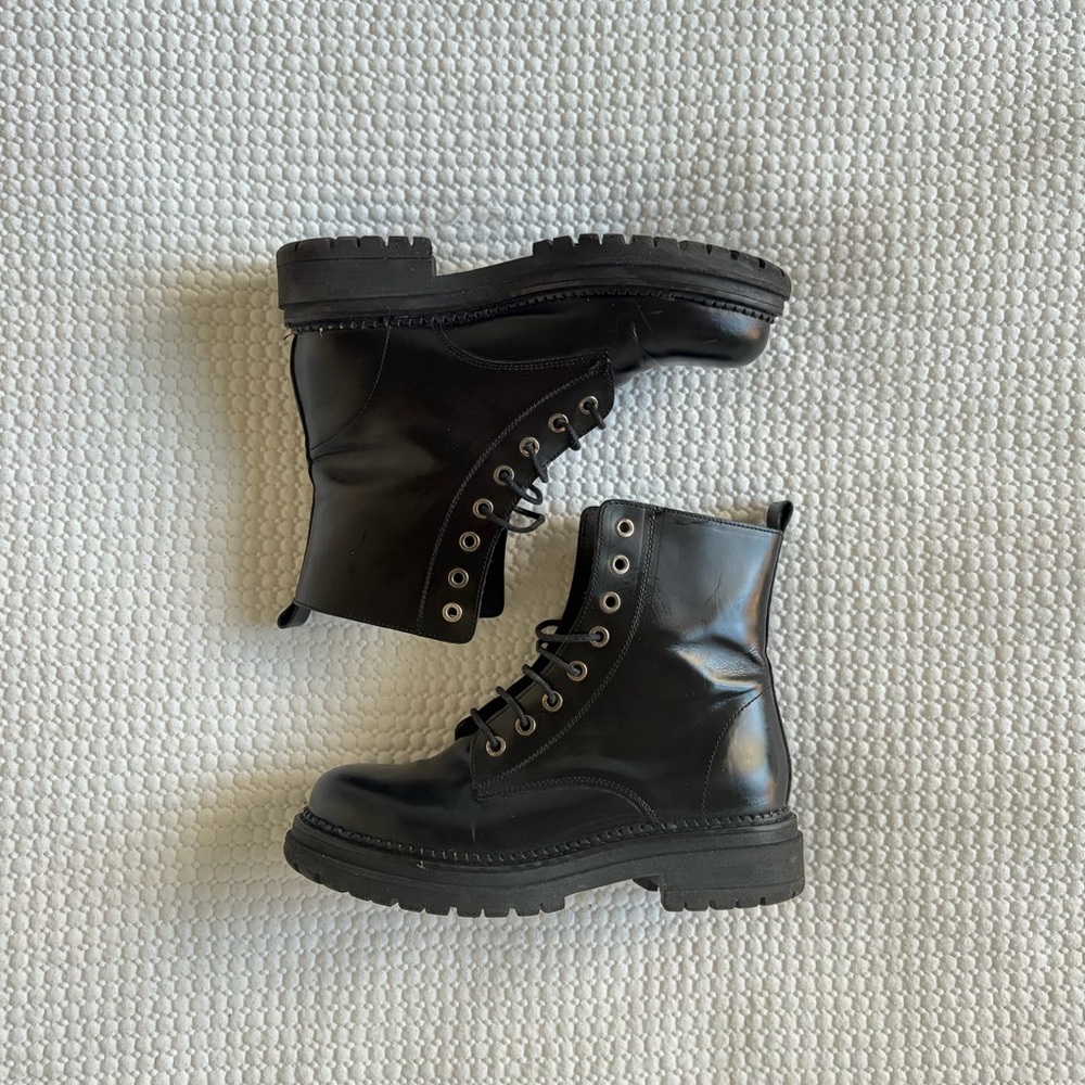 L'INTERVALLE Black Combat Moto Boots - Picture 3 of 5